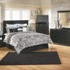 Signature Design By Ashley® Bedroom Sets Maribel - Black - 4 Pc. - Dresser, Mirror, King Panel Headboard With Bolt On Bed Frame