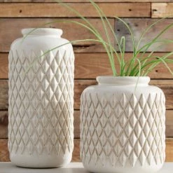 Ashley Furniture Edwinna - Cream - Vase Set (2/cn) Table Decor
