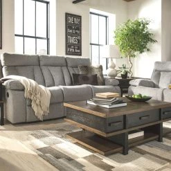 Ashley Furniture Mitchiner - Fog - Dbl Rec Loveseat W/console