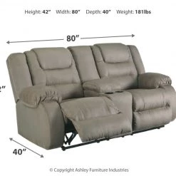 Ashley Furniture Mccade - Cobblestone - Dbl Rec Loveseat W/console Reclining Furniture