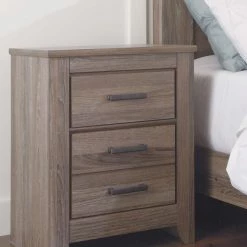 Ashley Furniture Zelen - Warm Gray - Two Drawer Night Stand Nightstands