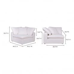 Moe's Home Collection Sectional Pieces Clay Corner Chair Livesmart Fabric White 13 Moe's Home Collection Sectional Pieces Clay Corner Chair Livesmart Fabric White