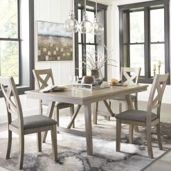 Signature Design By Ashley® Aldwin - Gray - Rectangular Dining Room Table, 4 Upholstered Side Chairs