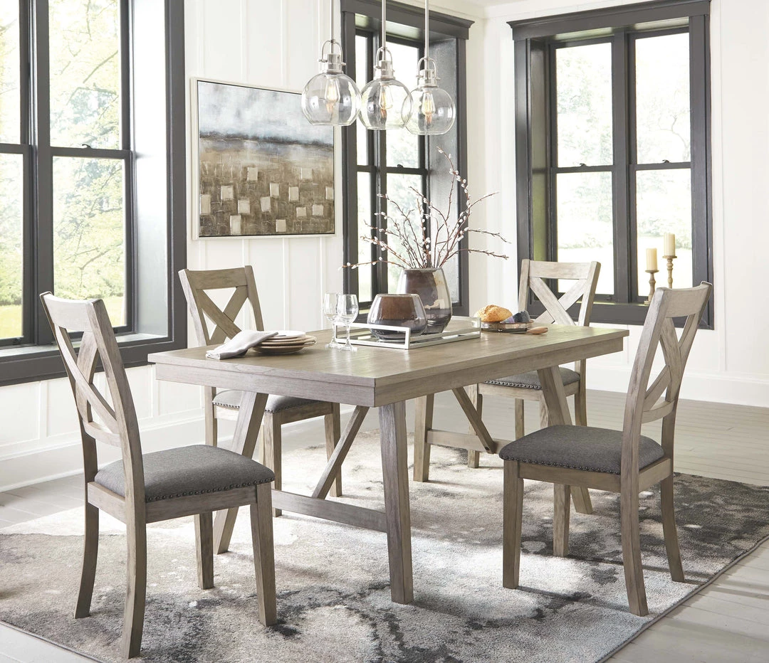 Signature Design By Ashley® Aldwin - Gray - Rectangular Dining Room Table, 4 Upholstered Side Chairs 3 Signature Design By Ashley® Aldwin - Gray - Rectangular Dining Room Table, 4 Upholstered Side Chairs