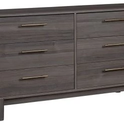 Signature Design By Ashley® Brymont - Dark Gray - Six Drawer Dresser - Sleek