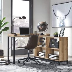 Signature Design By Ashley® Home Office Sets Gerdanet - Light Brown - 2 Pc. - L-shaped Home Office Desk With Swivel Chair