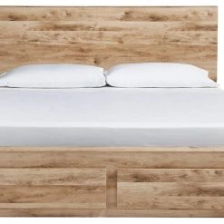 Signature Design By Ashley® Hyanna - Tan - King Panel Bed With Footboard Storage Beds