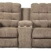 Ashley Furniture Workhorse - Cocoa - Dbl Rec Loveseat W/console 2 Ashley Furniture Workhorse - Cocoa - Dbl Rec Loveseat W/console