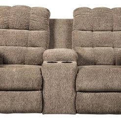 Ashley Furniture Workhorse - Cocoa - Dbl Rec Loveseat W/console