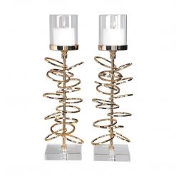 Uttermost Tala Rose Gold Candleholders Set/2 Table Decor