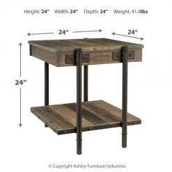 Ashley Furniture Bostweil - Light Brown/black - Rectangular End Table Tables