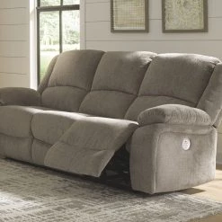Ashley Furniture Reclining Furniture Draycoll - Pewter - Reclining Power Sofa
