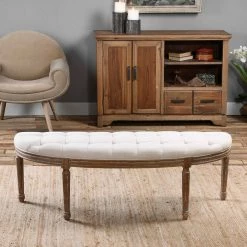 Benches Uttermost Leggett Tufted White Bench