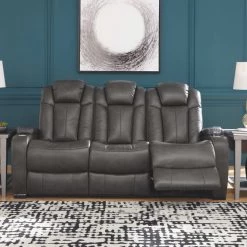 Signature Design By Ashley® Turbulance - Quarry - Pwr Rec Sofa With Adj Headrest Sofas