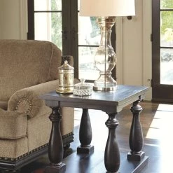 Ashley Furniture Tables Mallacar - Black - Rectangular End Table