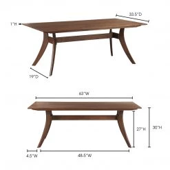Moe's Home Collection Tables Florence Rectangular Dining Table Small Walnut