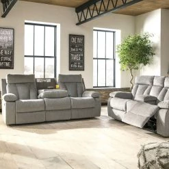 Signature Design By Ashley® Mitchiner - Fog - 2 Pc. - Reclining Sofa, Loveseat