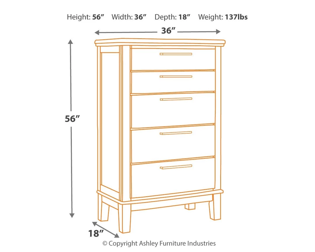 Ashley Furniture Ralene - Medium Brown - Five Drawer Chest 4 Ashley Furniture Ralene - Medium Brown - Five Drawer Chest