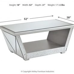 Ashley Furniture Fanmory - Silver Finish - Rectangular Cocktail Table