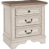 Ashley Furniture Realyn - White / Brown / Beige - Three Drawer Night Stand Nightstands
