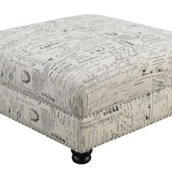 Emerald Home Ottomans Hutton II Tufted Ottoman, Ivory