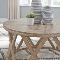 Ashley Furniture Glasslore - Light Grayish Brown - Round Cocktail Table