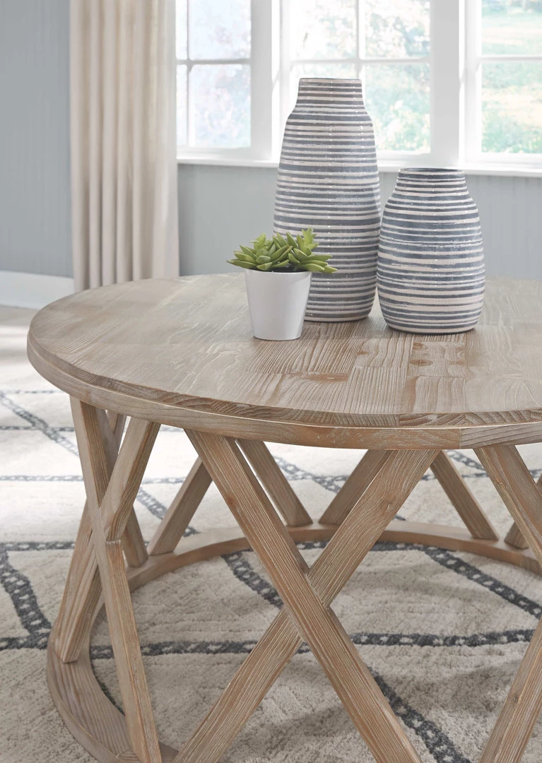 Ashley Furniture Glasslore - Light Grayish Brown - Round Cocktail Table 4 Ashley Furniture Glasslore - Light Grayish Brown - Round Cocktail Table