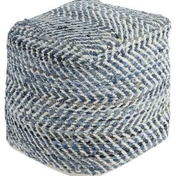Ashley Furniture Accessories Chevron - Blue - Pouf