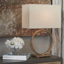 Ashley Furniture Accessories Mahala - Antique Gold Finish - Metal Table Lamp (1/cn)