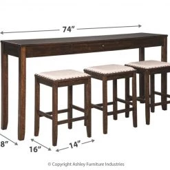 Ashley Furniture Rokane - Dark Brown - Rect Drm Counter Tbl Set(4/cn) Dining Room Sets