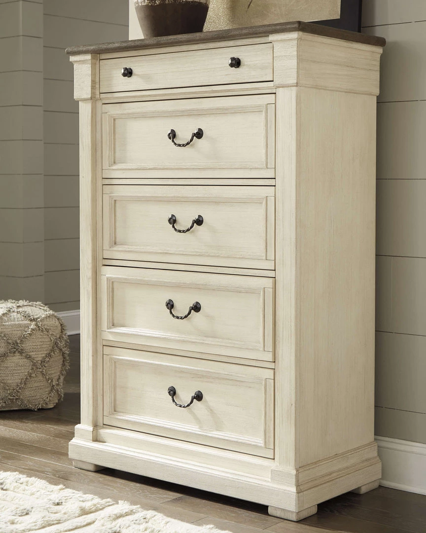 Ashley Furniture Chests Bolanburg - Antique White / Brown - Five Drawer Chest 8 Ashley Furniture Chests Bolanburg - Antique White / Brown - Five Drawer Chest