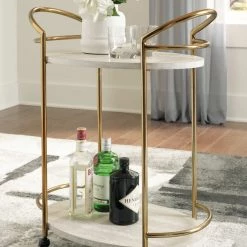 Signature Design By Ashley® Tarica - Cream/gold Finish - Bar Cart 8 Signature Design By Ashley® Tarica - Cream/gold Finish - Bar Cart