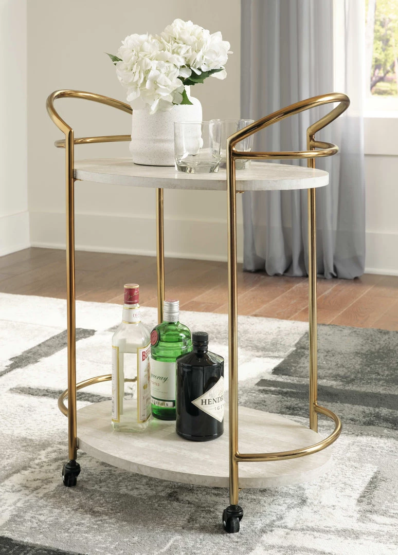 Signature Design By Ashley® Tarica - Cream/gold Finish - Bar Cart 4 Signature Design By Ashley® Tarica - Cream/gold Finish - Bar Cart