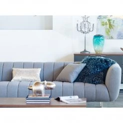 Moe's Home Collection Accessories Lamb Fur Pillow Large Teal Snow