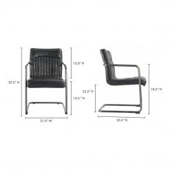 Moe's Home Collection Chairs Ansel Arm Chair Onyx Black Leather -m2