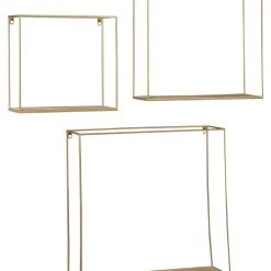 Ashley Furniture Efharis - Natural/gold Finish - Wall Shelf Set (3/cn)