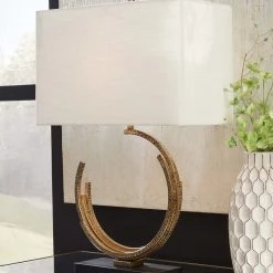 Ashley Furniture Jaslene - Antique Gold Finish - Metal Table Lamp (1/cn)