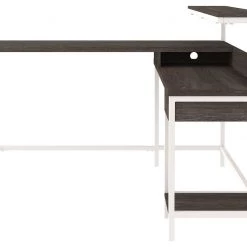 Ashley Furniture Dorrinson - White / Black / Gray - L-desk With Storage