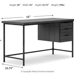 Ashley Furniture Yarlow - Black - Home Office Desk - 3-drawers Desks 14 Ashley Furniture Yarlow - Black - Home Office Desk - 3-drawers Desks