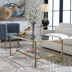 Tables Uttermost Katina Gold Leaf Coffee Table