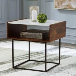 Ashley Furniture Tables Rusitori - Brown / Beige / White - Rectangular End Table 12 Ashley Furniture Tables Rusitori - Brown / Beige / White - Rectangular End Table