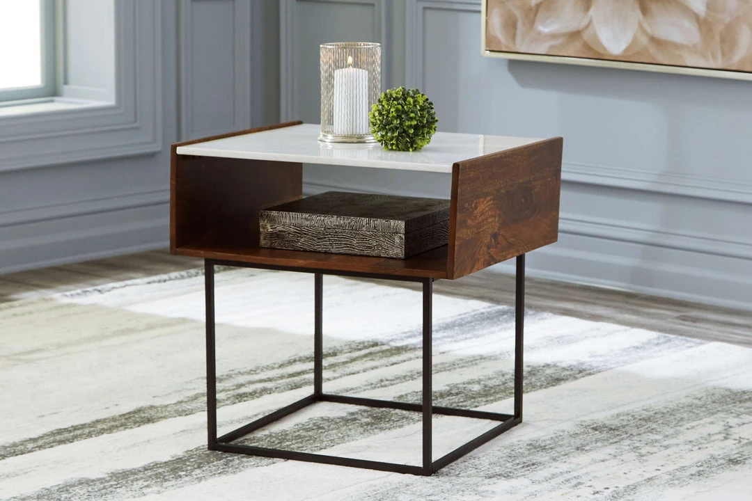 Ashley Furniture Tables Rusitori - Brown / Beige / White - Rectangular End Table 7 Ashley Furniture Tables Rusitori - Brown / Beige / White - Rectangular End Table