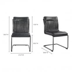 Moe's Home Collection Chairs Ansel Dining Chair Onyx Black Leather-m2