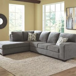Benchcraft® Dalhart - Charcoal - 4 Pc. - Left Arm Facing Chaise Sectional, Rocker Recliner, Ottoman Living Room Sets