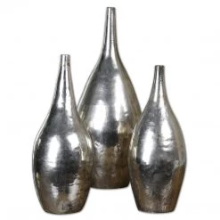Table Decor Uttermost Rajata Silver Vases S/3
