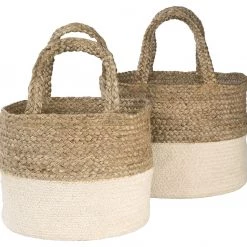 Ashley Furniture Parrish - Natural/white - Basket Set (2/cn) Table Decor