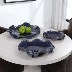 Uttermost Abella Blue Ceramic Wall Decor, S/3 12 Uttermost Abella Blue Ceramic Wall Decor, S/3