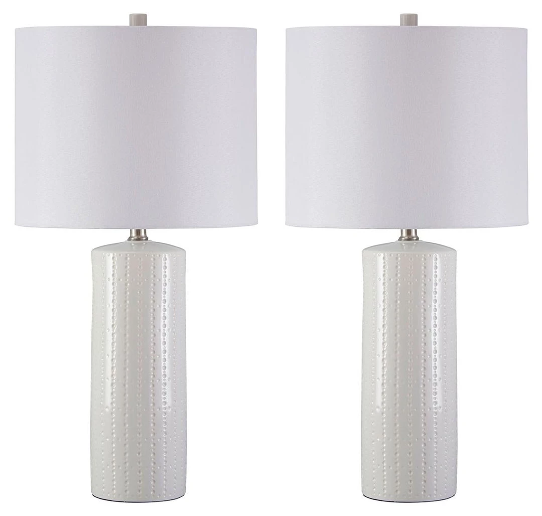 Ashley Furniture Steuben - White - Ceramic Table Lamp (2/cn) 3 Ashley Furniture Steuben - White - Ceramic Table Lamp (2/cn)