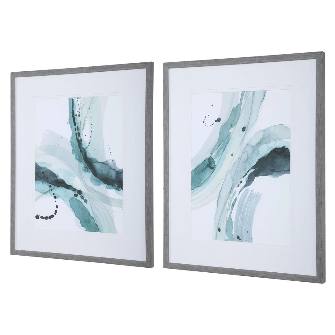 Accessories Uttermost Depth Abstract Watercolor Prints, S/2 4 Accessories Uttermost Depth Abstract Watercolor Prints, S/2