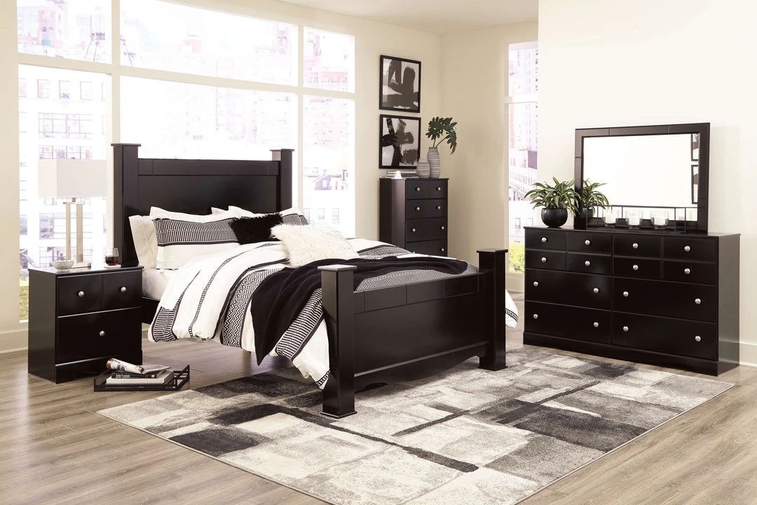 Signature Design By Ashley® Bedroom Sets Mirlotown - Almost Black - Dresser, Mirror, Chest, King Poster Bed, 2 Nightstands 3 Signature Design By Ashley® Bedroom Sets Mirlotown - Almost Black - Dresser, Mirror, Chest, King Poster Bed, 2 Nightstands